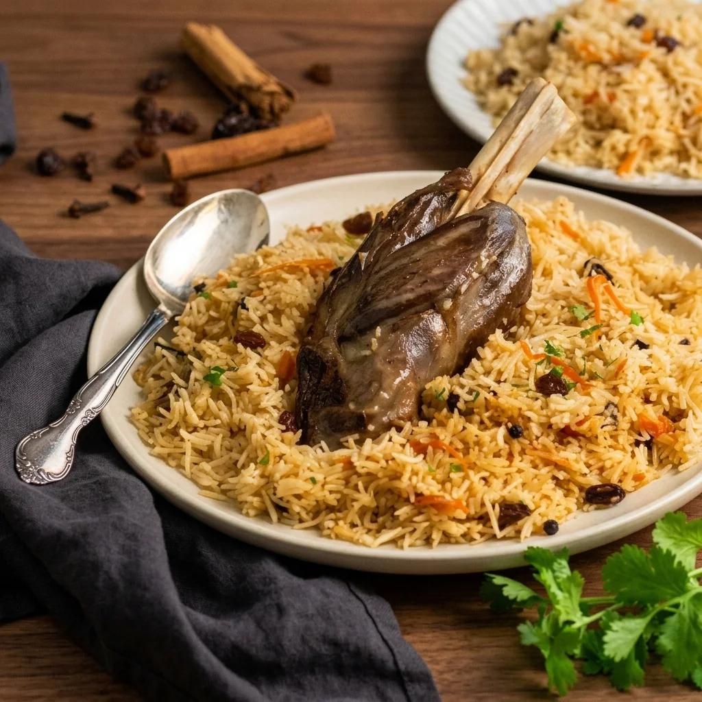 Kabuli pulao with lamb shank at Shinwari Karahi Castleridge Calgary